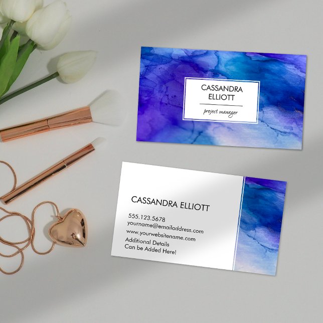 Abstract Blue and Purple Alcohol Ink Liquid Art Business Card (Creator Uploaded)