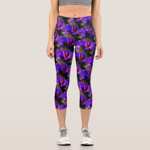 Abstract Blue And Purple Design    Capri Leggings