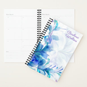 Abstract Blue And Purple Flowers Planner