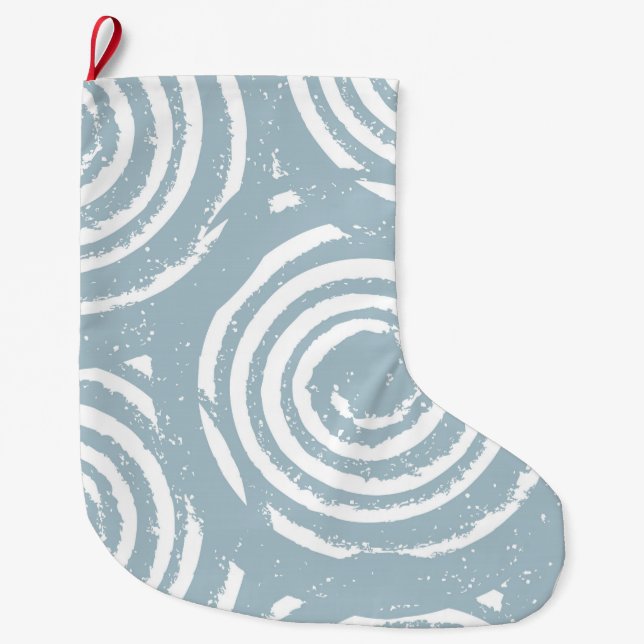 Abstract Blue and White Circles Large Christmas Stocking (Front)