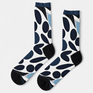 Abstract Blue and White Geometric Pattern Socks