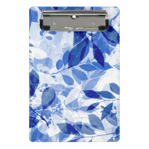 Abstract Blue and White Leaves Mini Clipboard