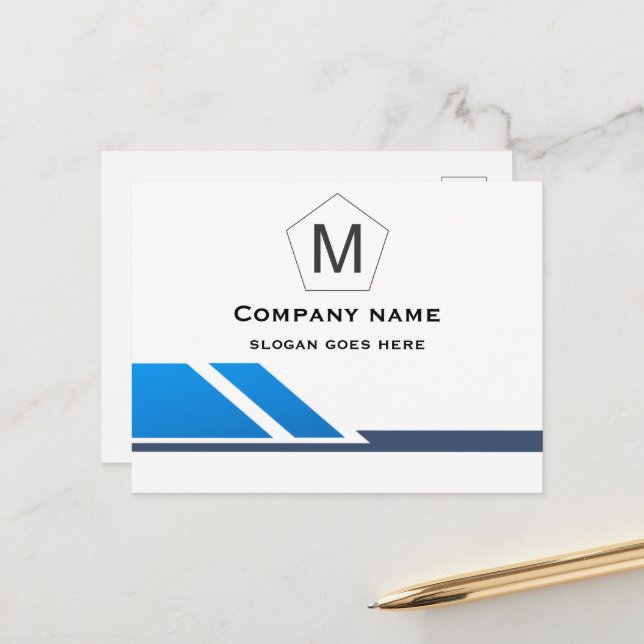 Abstract Blue and White Professional Postcard (Front/Back In Situ)