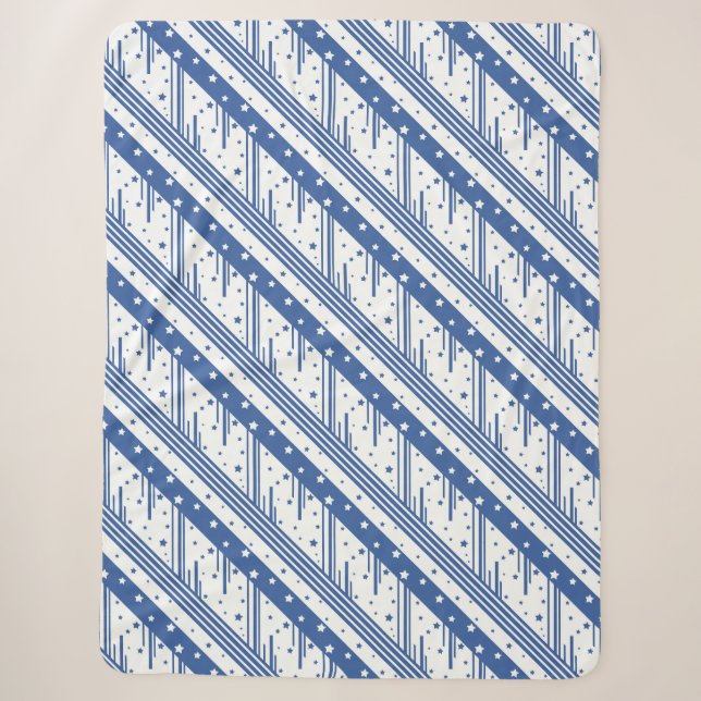 Abstract blue and white sherpa blanket (Front)