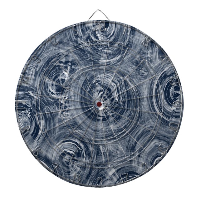 Abstract Blue and White Swirl Pattern Dartboard (Front)