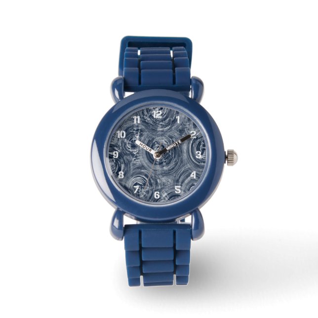 Abstract Blue and White Swirl Pattern Watch (Front)