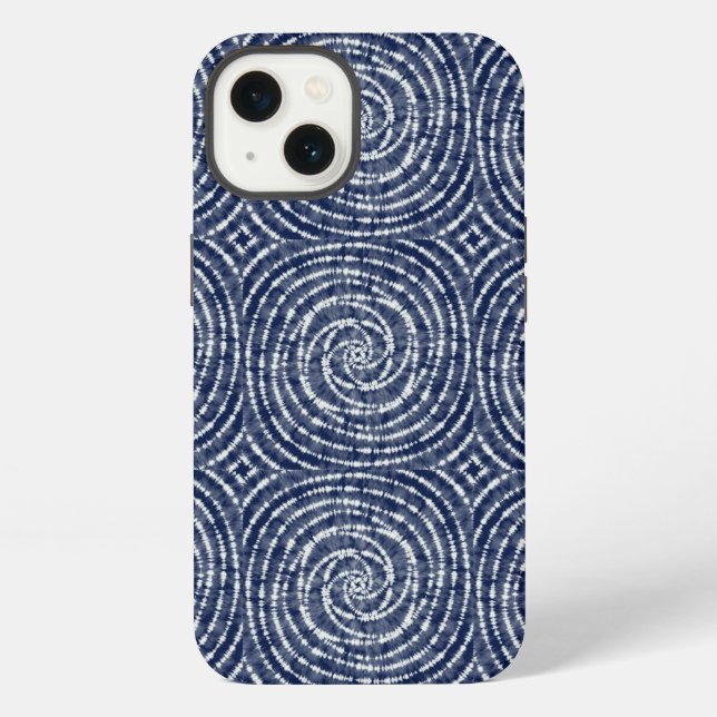Abstract Blue Asian Shibori Pattern  iPhone Case (Back)