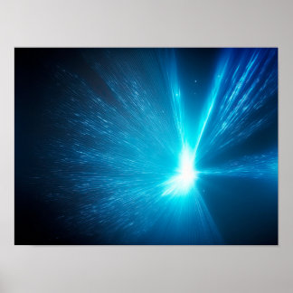 Abstract blue background with rays of light poster