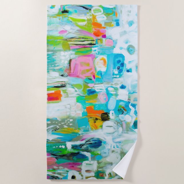 Abstract Blue Beach Towel (Front)