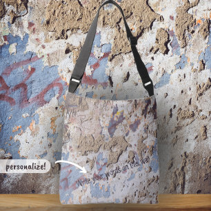 Abstract blue & beige (cracked wall) crossbody bag