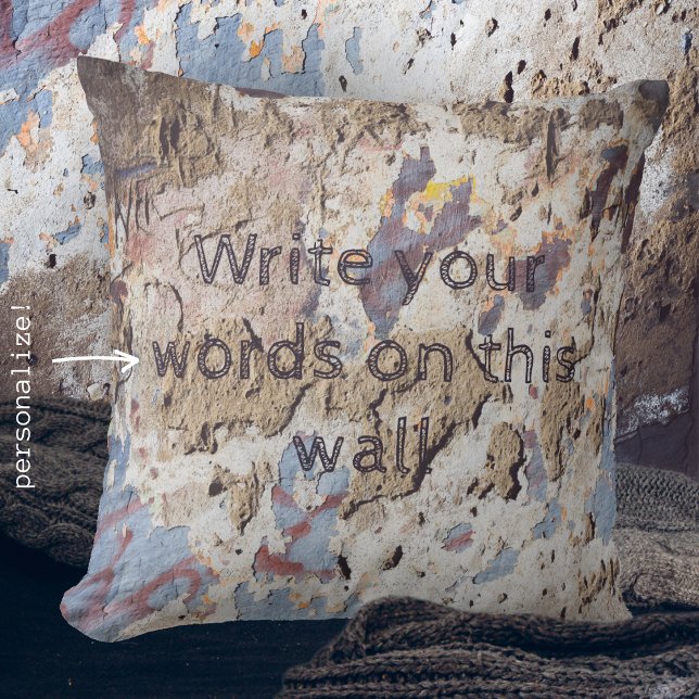 Abstract blue & beige (cracked wall)  cushion (Creator Uploaded)