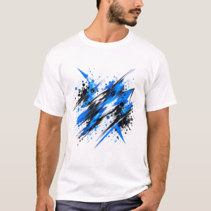 Abstract Blue Black Paint Splatter Men's T-Shirt
