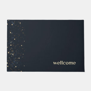 Abstract blue blurred with bokeh & gold glitte doormat