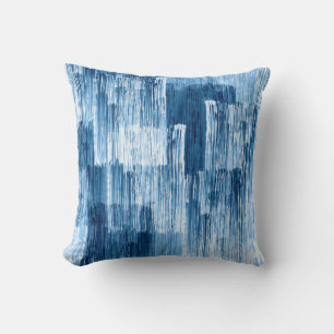 Abstract blue brushstrokes painting pattern cushion