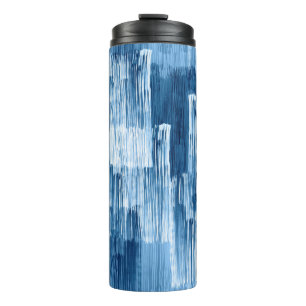 Abstract blue brushstrokes painting pattern thermal tumbler
