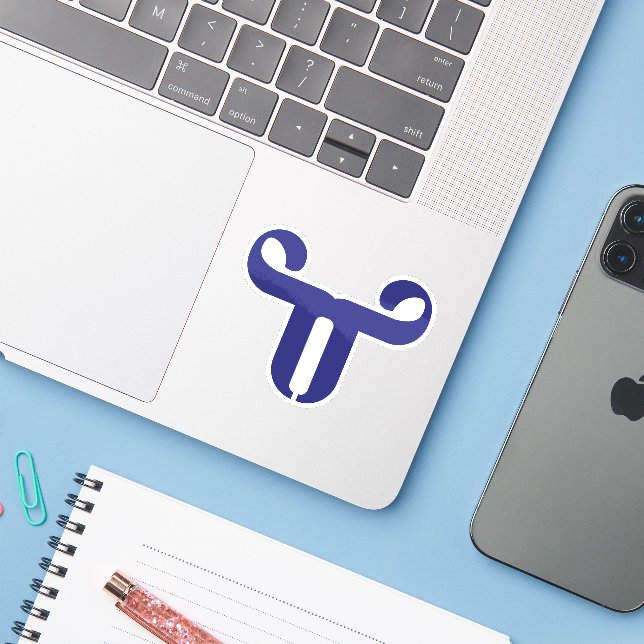 Abstract Blue Bull T Letter (Laptop w/ iPhone)