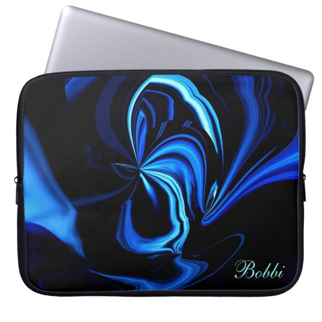 Abstract Blue Buterfly Laptop Sleeve *Personalise* (Front)