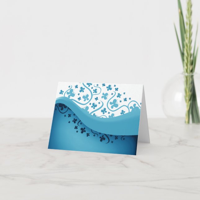 Abstract Blue Butterflies Notecards (Front)