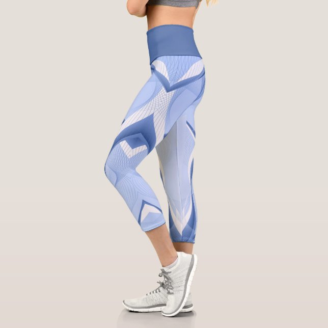 Abstract Blue Capri Leggings (Left)