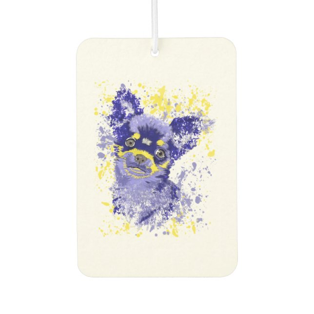 Abstract Blue Chihuahua Air Freshener (Front)