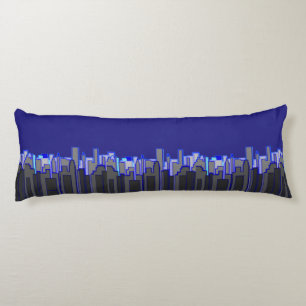 Abstract Blue City Skyline Art Body Cushion
