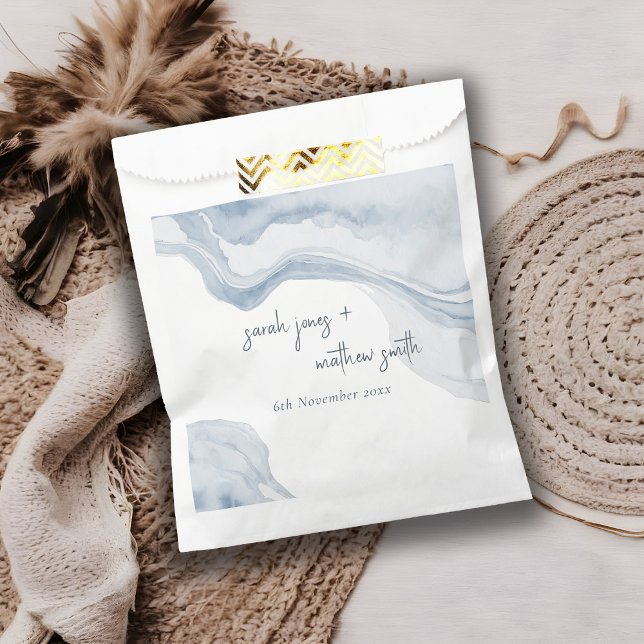 Abstract Blue Coastal Beach Watercolor Wedding Favour Bags (Creator Uploaded)