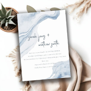 Abstract Blue Coastal Sea Beach Couples Shower Invitation