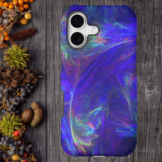 Abstract Blue Colourful Mists (Abstract cosmic like design vibrant swirls of colours on dark blue phone case.)