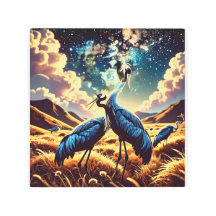 Abstract Blue Cranes – Artistic Nature Scene