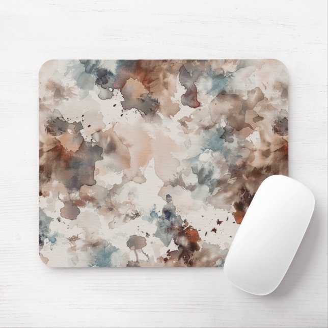 Abstract Blue Cream Brown   Mouse Pad (With Mouse)