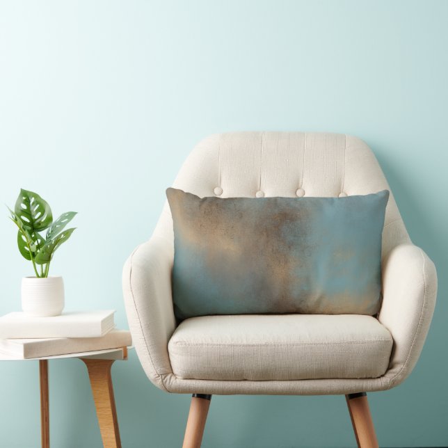 Abstract Blue Cream Painted Art Lumbar Cushion (Chair)
