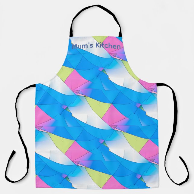 Abstract Blue Curves Mom's Kitchen Apron (Front)