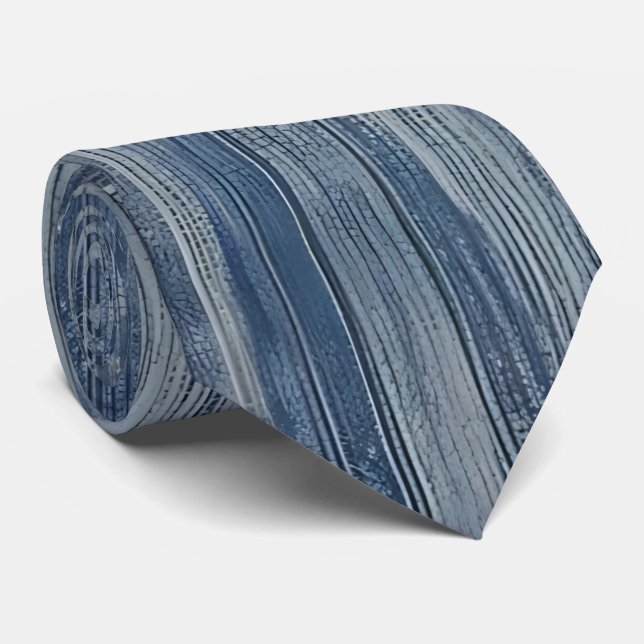Abstract Blue Denim Stripe Neck Tie (Rolled)