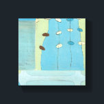 Abstract Blue Egg Parade Canvas Print<br><div class="desc">Blue,  white and brown eggs parade on strings in this abstract painting by June Erica Vess. Separated into different panels,  this piece features different shades of blue in the background as well as green. Get yours today!</div>