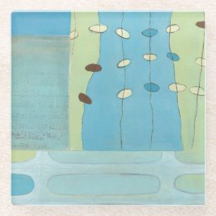 Abstract Blue Egg Parade Glass Coaster