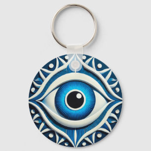 Abstract Blue Evil Eye Symbol Key Ring