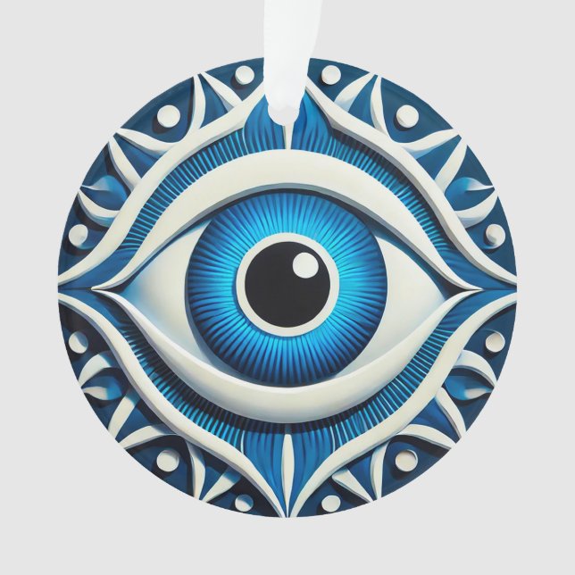 Abstract Blue Evil Eye Symbol Ornament (Front)