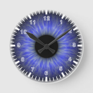 abstract blue eye round clock