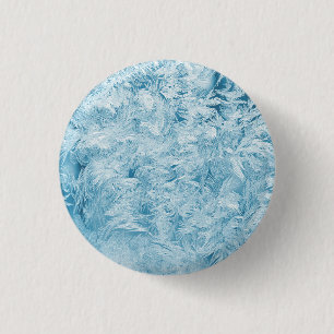 abstract blue feathers and snowflakes 3 cm round badge