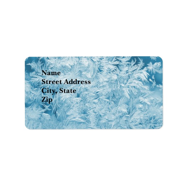 abstract blue feathers and snowflakes label (Front)