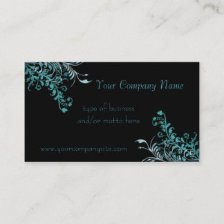 Abstract Blue Floral Embellished Business Card