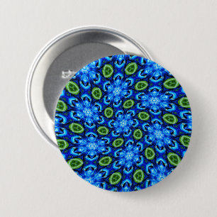 Abstract Blue Floral Pattern 7.5 Cm Round Badge