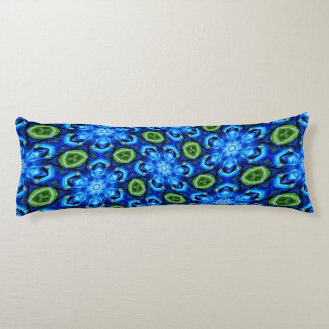 Abstract Blue Floral Pattern Body Cushion (Back)