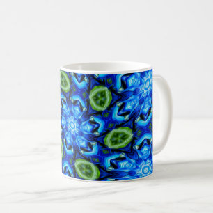 Abstract Blue Floral Pattern Coffee Mug