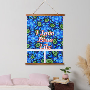 Abstract Blue Floral Pattern Hanging Tapestry