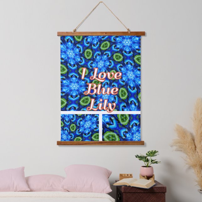 Abstract Blue Floral Pattern Hanging Tapestry (Bedroom)