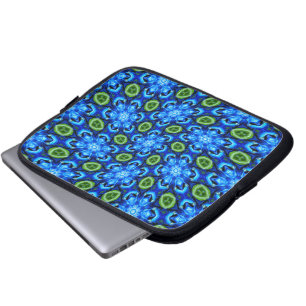 Abstract Blue Floral Pattern Laptop Sleeve