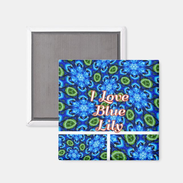 Abstract Blue Floral Pattern Magnet (Front/Back)