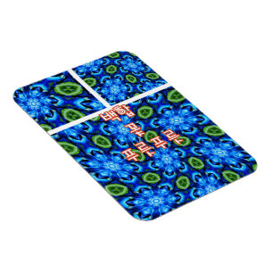Abstract Blue Floral Pattern Magnet