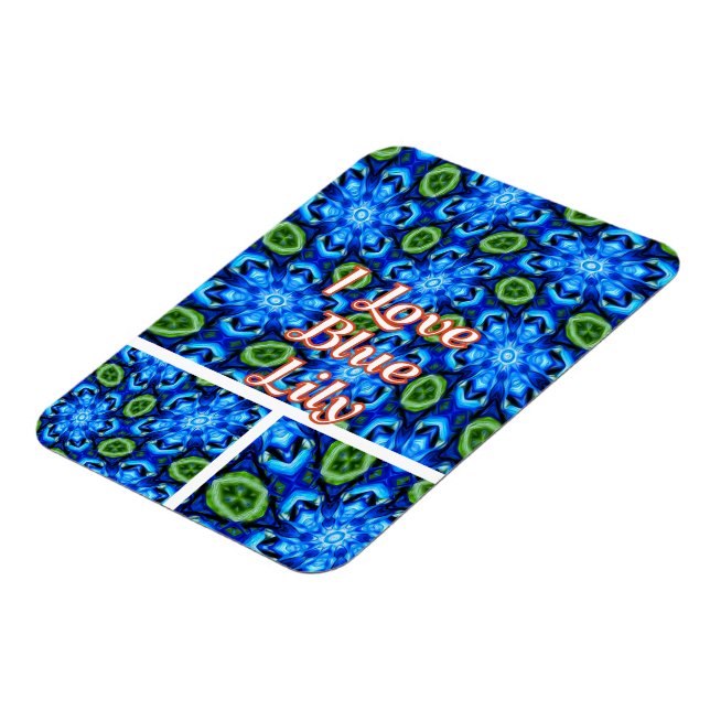 Abstract Blue Floral Pattern Magnet (Left Side)